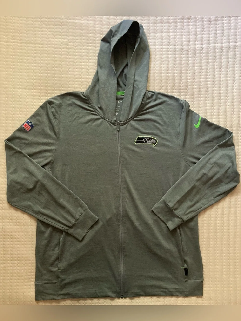 Seattle Seahawks Nike Full Zip Hoodie Jacket Men’s XL Gray On Field Dri Fit NFL